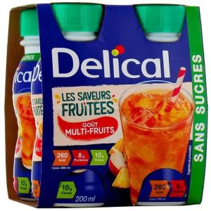 Delical Boisson Fruits Sans Sucres Saveur Multifruits 200 ml x4