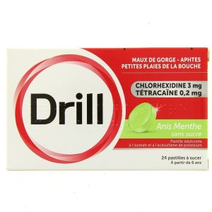 Drill Sans Sucre Anis-Menthe Pastilles x24