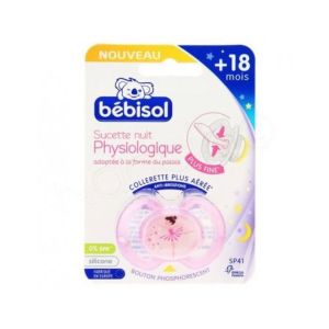 Bébisol Sucette Slimline Physio Nuit Silicone SP11 Taille 1