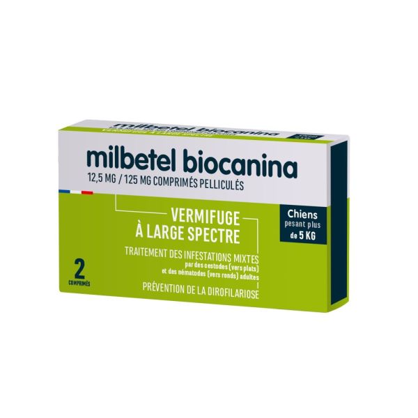 Biocanina Milbetel 12,5 mg/125 mg Chiens Comprimés x2