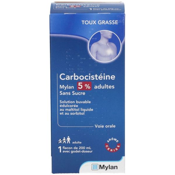 Carbocistéine 5% sirop adulte Viatris sans sucre