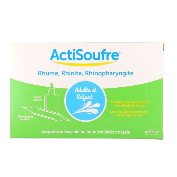 Actisoufre Nasal Buvable Ampoules 10 ml x30