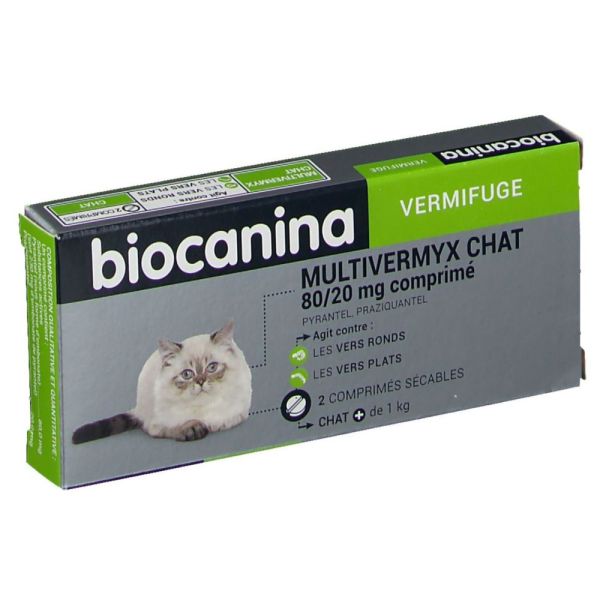 Biocanina Multivermyx Chat 80/20 mg Comprimés x2