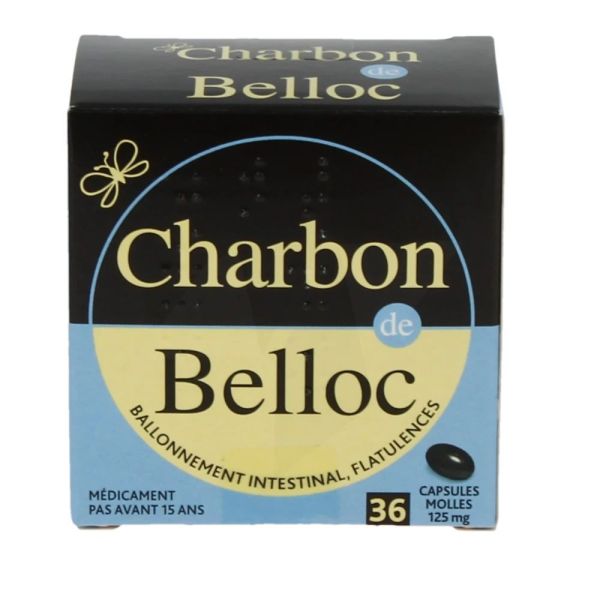 Charbon Belloc 125 mg Capsules Méga x36