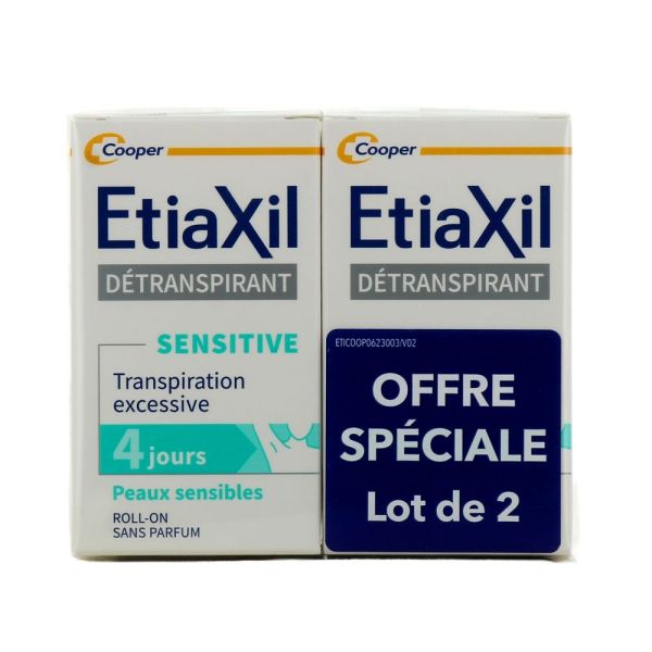 Etiaxil Détranspirant Aisselles Peaux Sensibles 15 ml x2