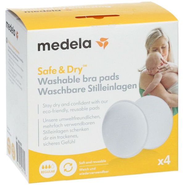 Medela Coussinets d'Allaitement Lavables Antimicrobiens Blanc x4