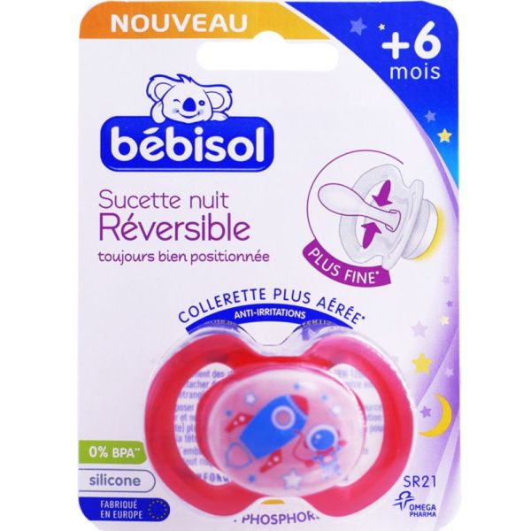 Bébisol Sucette Slimline Réversible Nuit Silicone SR21 Taille 2